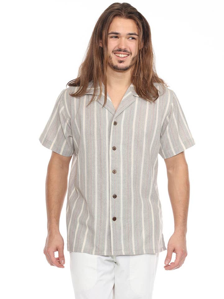 Chemise de Camp en Coton Rayé pour la vente par Lakhays Collection Inc.