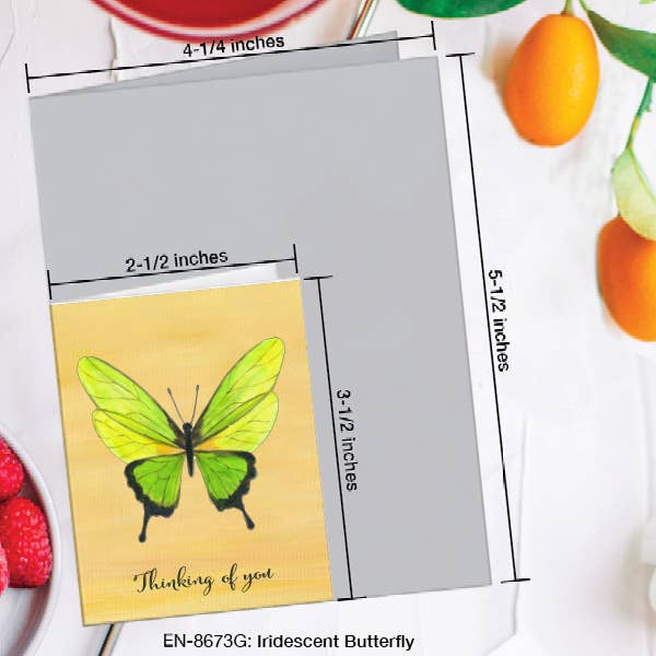 Printed Canvas - Wholesale Thinking of You Card - Iridescent Butterfly, Greeting Card (8673G)