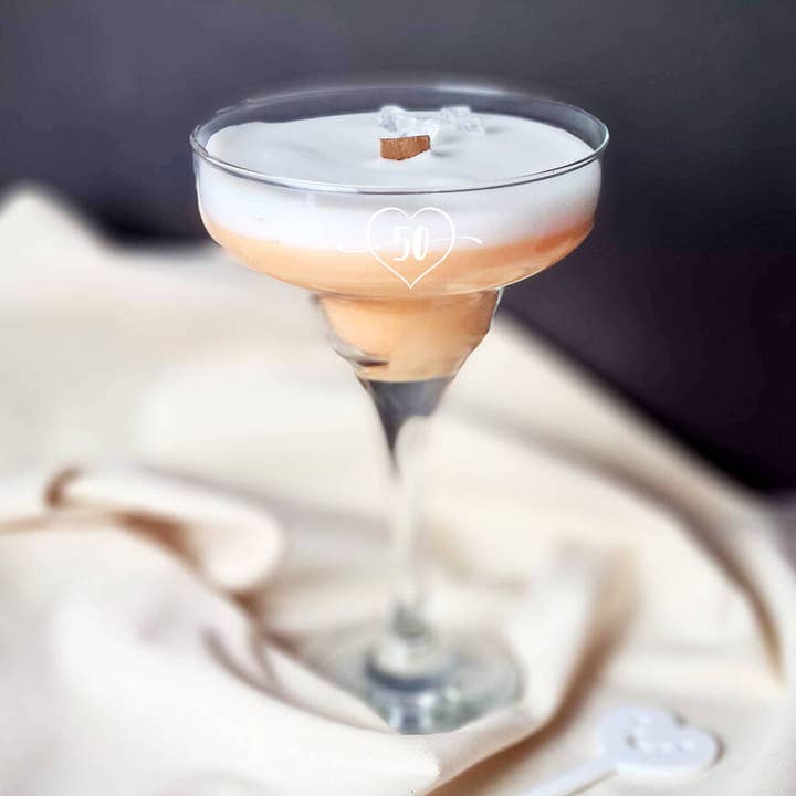 50th Birthday Cocktail Glass Candle for wholesale by Afewhometruths