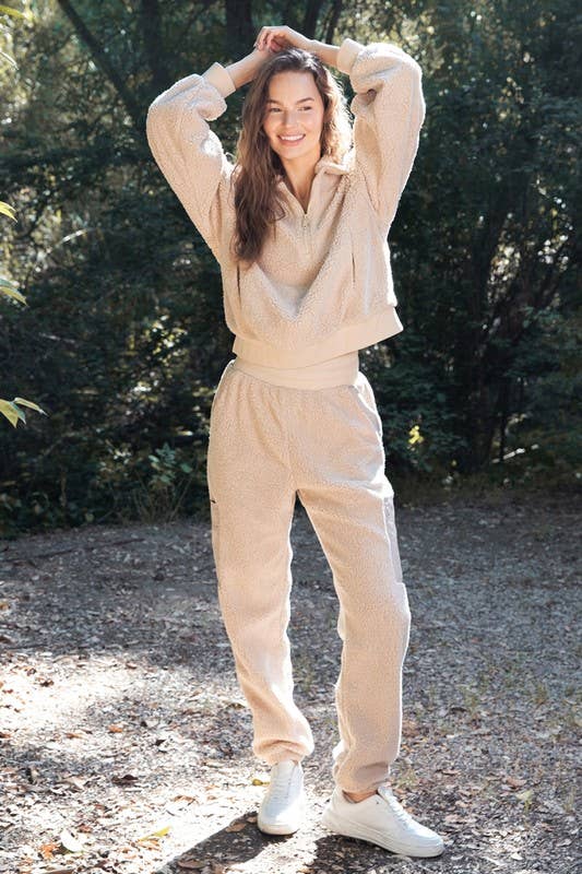 Sunday Morning - Wholesale Lounge Sweatpants/Joggers - Women's - P236337 RELAXED FIT MICRO SHERPA CARGO SWEATPANTS14