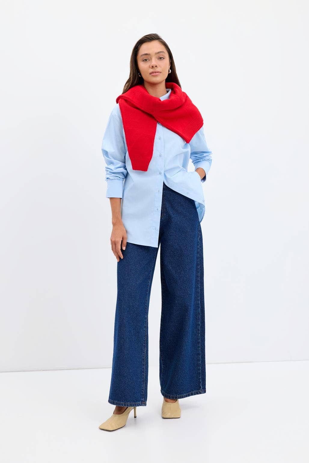 Kadriye Baştürk - Wholesale Button Down Shirt - Women's - Cotton Basic Shirt Blue4