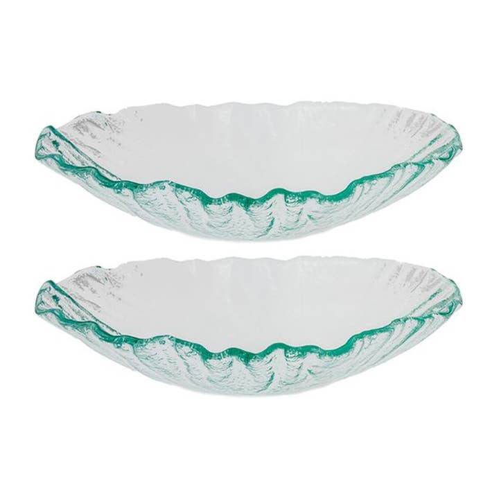 Vaisselle en verre 10,75" x 7" x h:3" 30 oz. Assiette creuse ovale en verre transparent (Lot de 2) pour la vente par TURGLA HOME