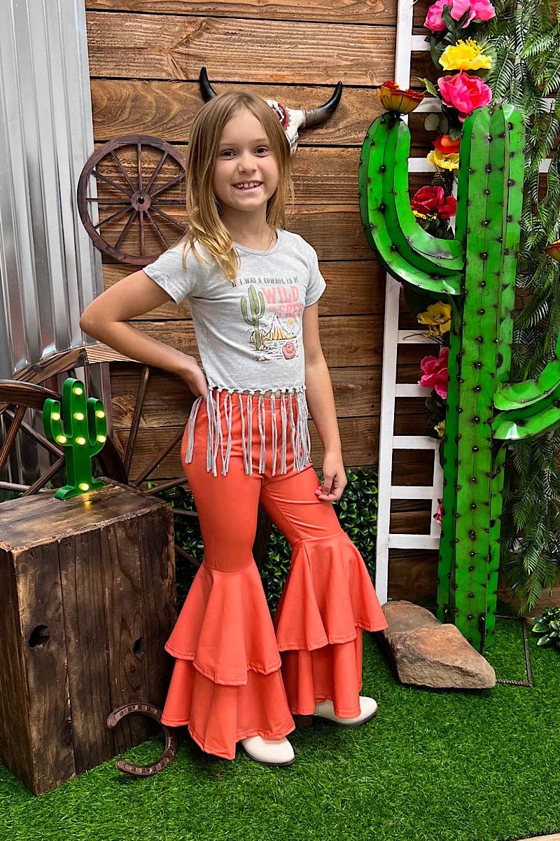 Kids Charm Online - Wholesale Pants - Kids - Orange double layer extra wide bell bottoms. PNG25153109-JEANN1