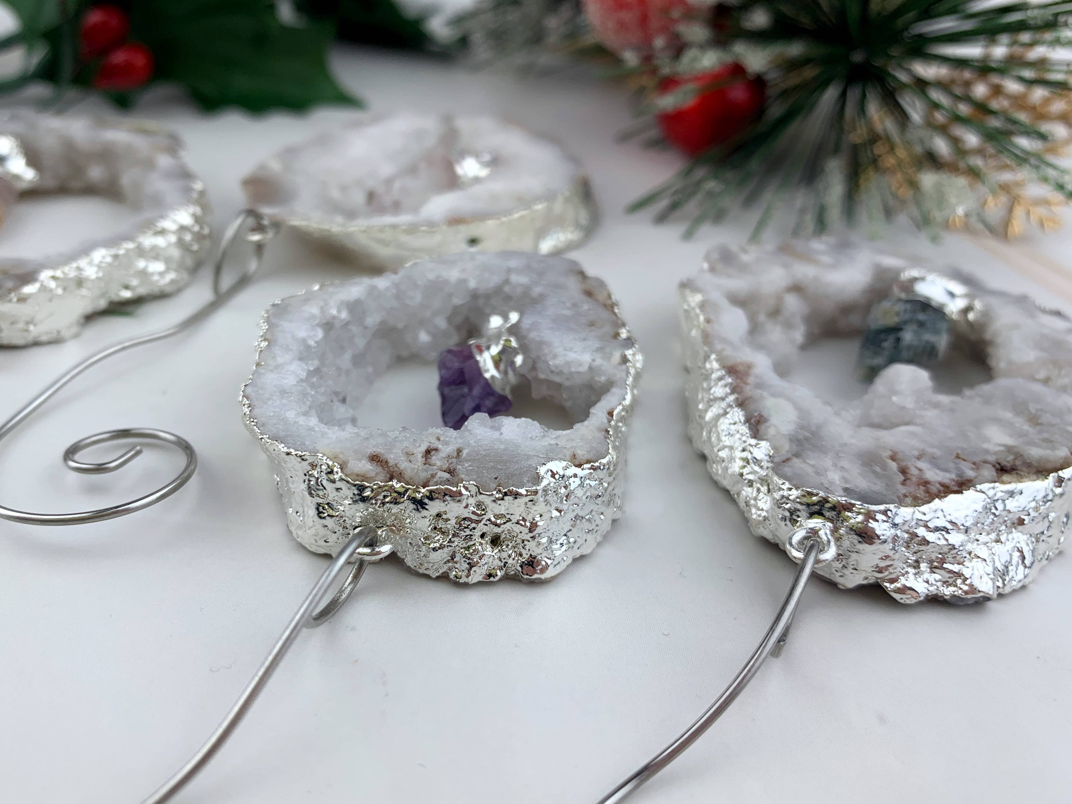 WonderLight Jewelry - Wholesale Ornament - White Druzy Gemstone Ornament - Hanging Tree Decor2