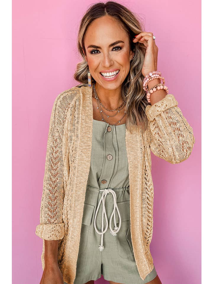 Amaryllis Apparel - Wholesale Cardigan - Women's - Solid Open Knit Cardigan6