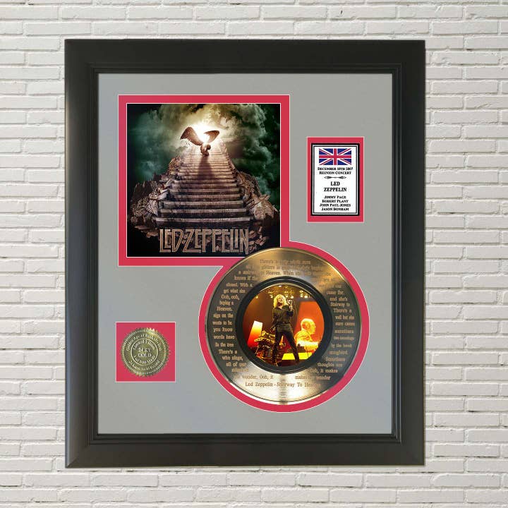 Pantalla Led Zeppelin Stairway to Heaven enmarcada en oro de 45 pulgadas para venta al por mayor de Gold Record Outlet
