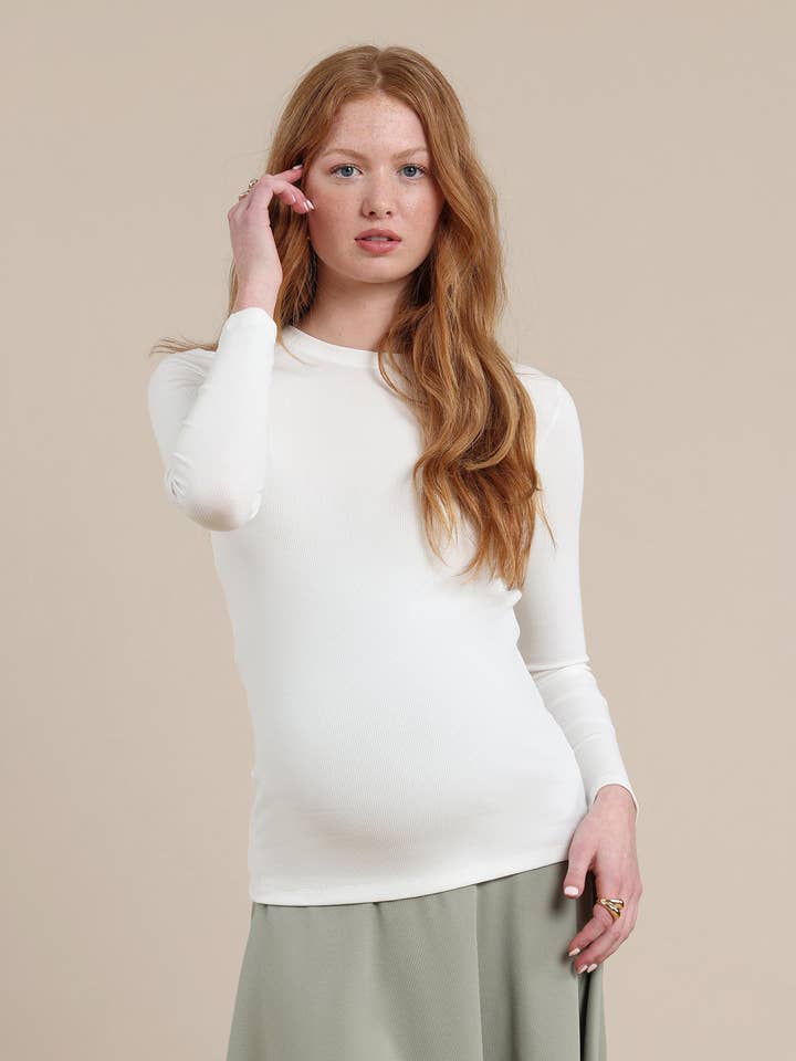 Hazel Maternity Tee in White for wholesale by Apparalel