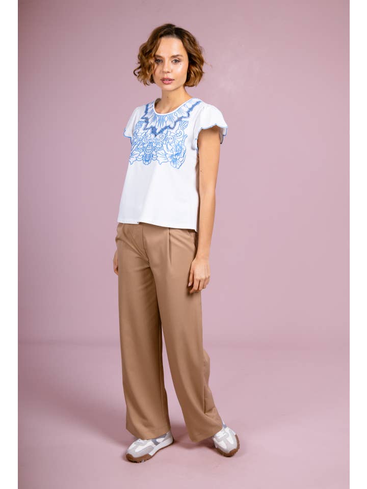 Cherry Paris - Vendita all'ingrosso Maglietta - Donna - T-shirt Liz con collo ricamato - IXJ251028