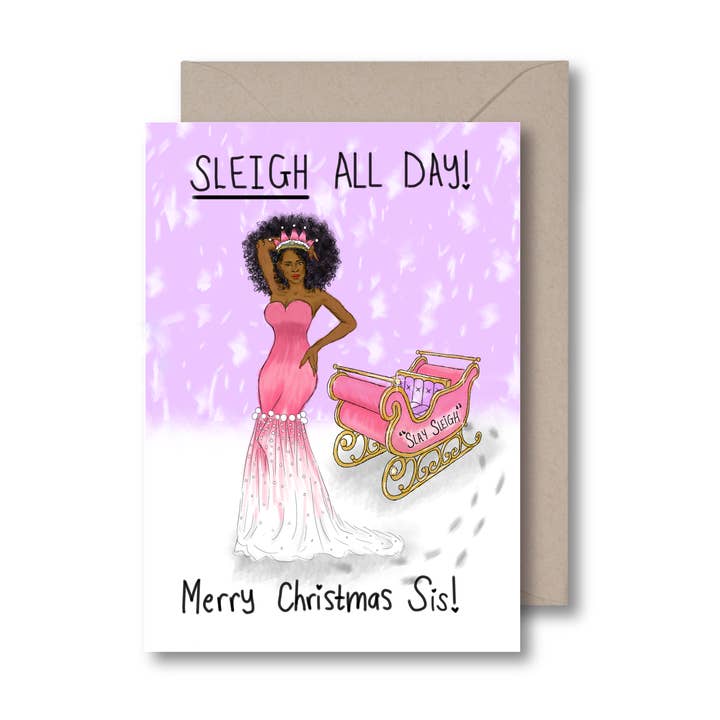 Carte de traîneau de Noël pour la vente par KitsCH Noir