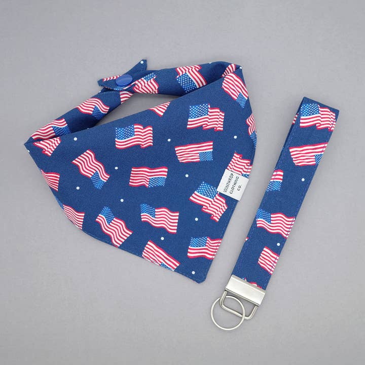 Winthrop Clothing Co. – wholesale Pet bandana – Dog – American Flag Dog Bandana 4