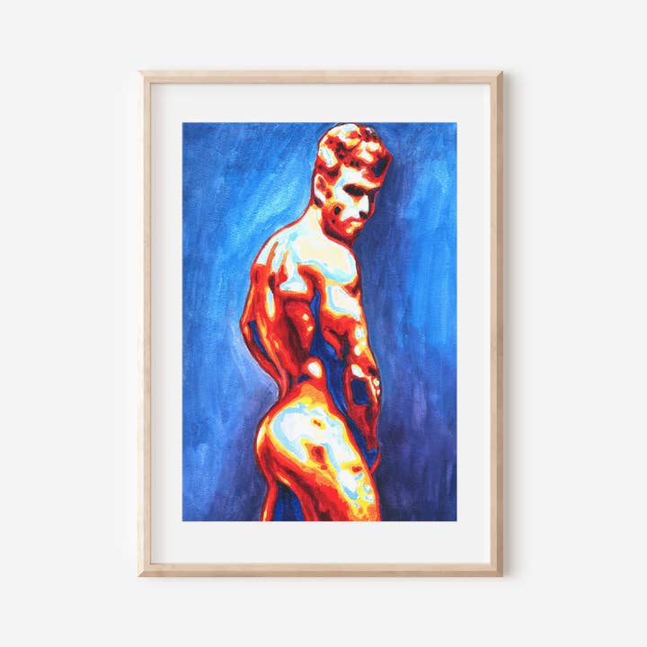(Look at Me) male nude fine art print available in 2 sizes for wholesale by ZAK POP ART