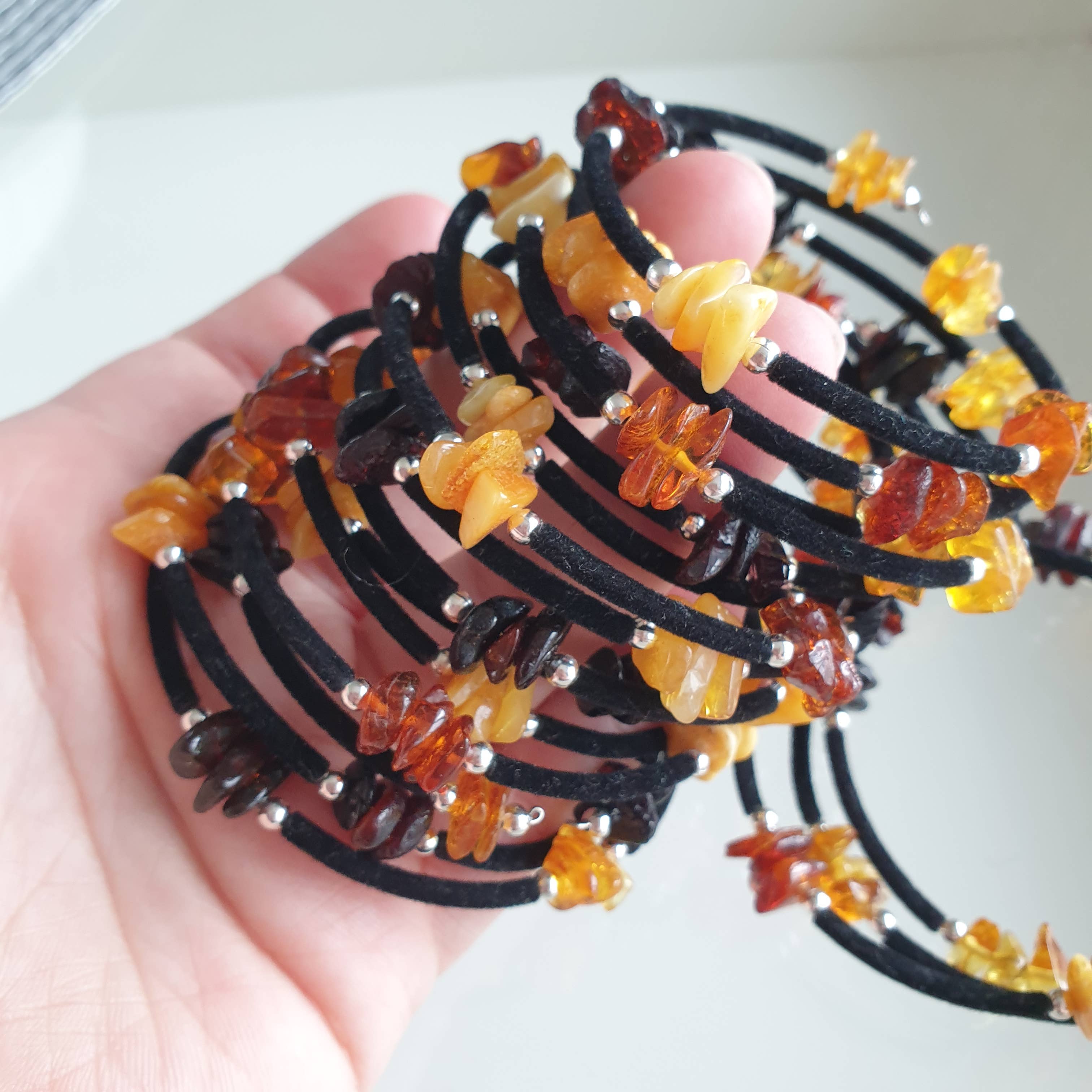 AmberLithuania - Wholesale Beaded Bracelet - Amber bracelet Adult Rough gemstine beaded bracelet Crystal5