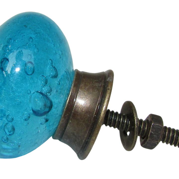Plutus imports - Vendita all'ingrosso Manopola/pomello - Pomello e maniglia per cassetto Sea Glass, in vetro colorato Orb Kn