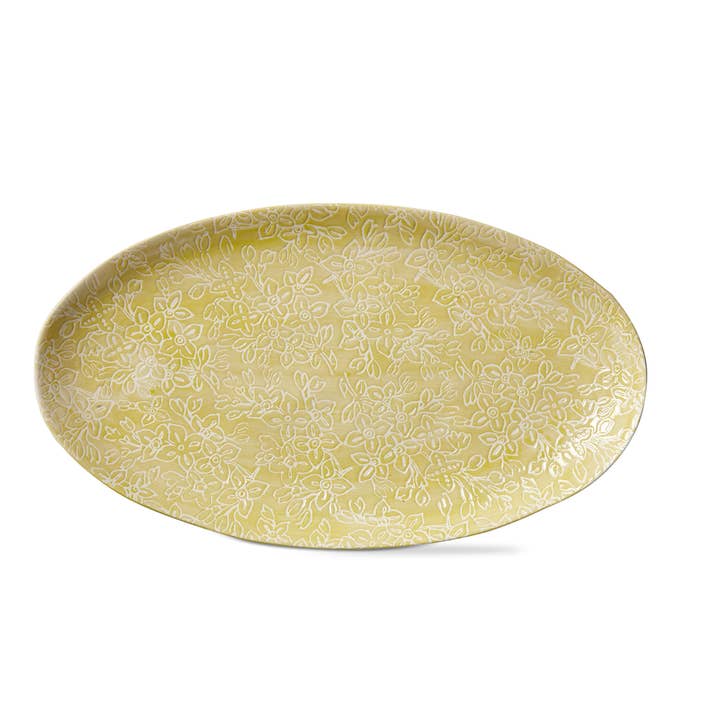 Bloom Emb Platter Citron Stoneware Spring for wholesale by tag