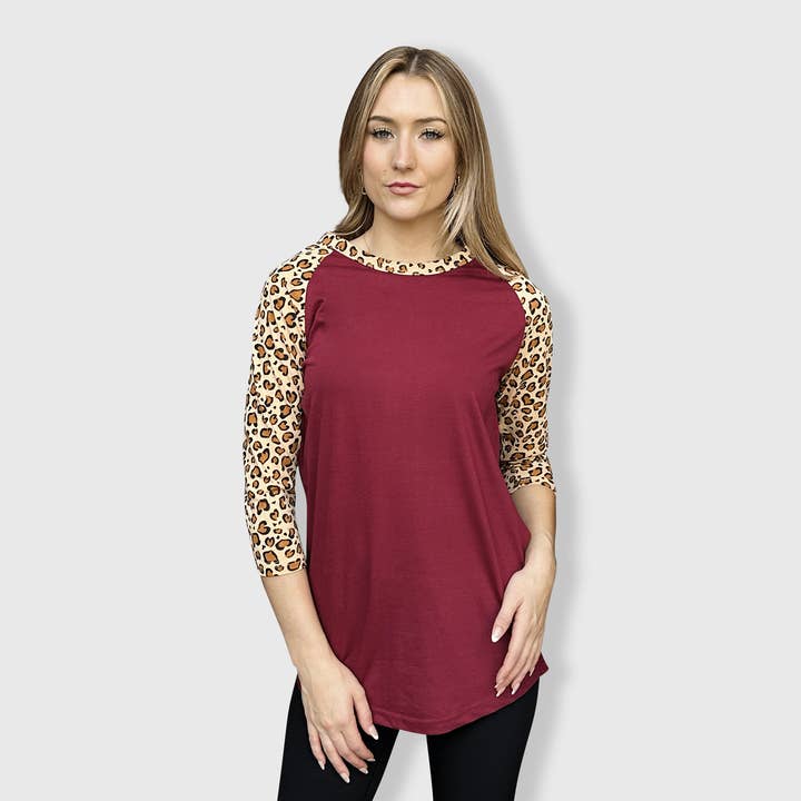 Cheetah Leopard Print Maroon Top for wholesale by ILTEX Apparel