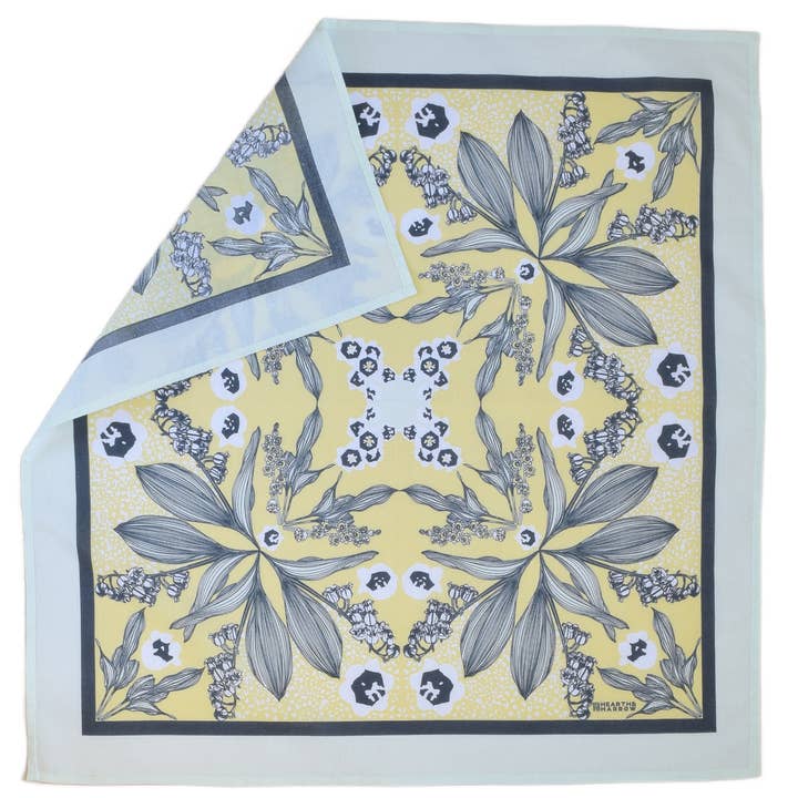Hearth and Harrow - Wholesale Bandana - Women's - Lily of the Valley Bandana - 100% Cotton - Green - Botanical3