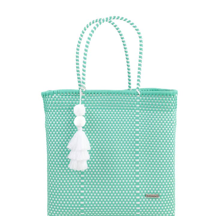 Valerosa - Wholesale Tote Bag - Women's - Teal and White Checkered Jumbo