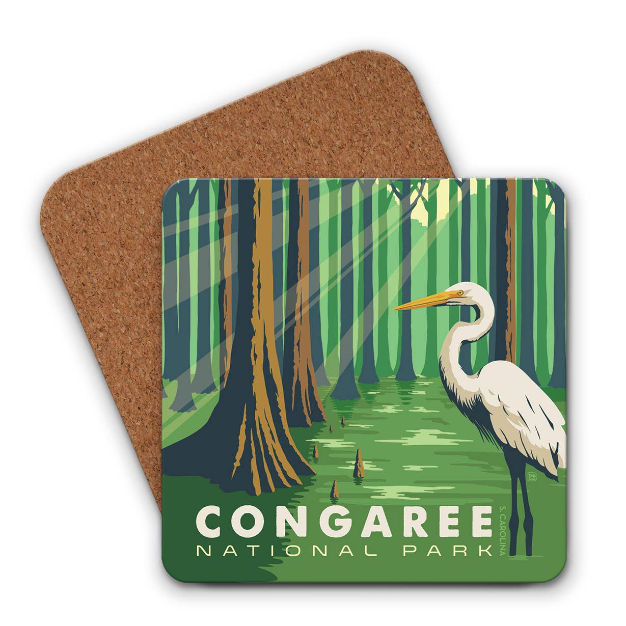 Tourist Courts - Wholesale Coasters - Congaree NP Great Egret Coaster0