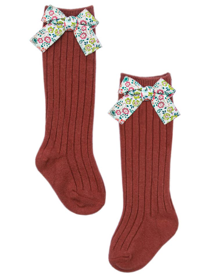 Chaussettes Bow Floral Rouge pour la vente par Arc de Noa
