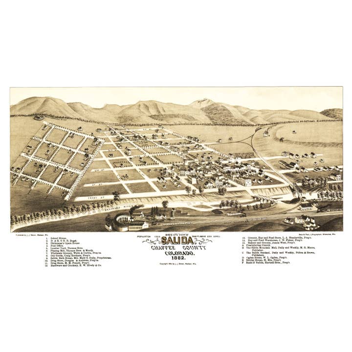 Ted's Vintage Art - Wholesale Map - Vintage Map of Salida, Colorado 18824