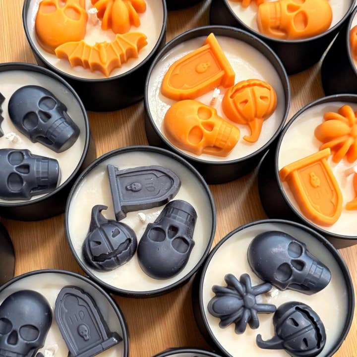 Vela de Soja Favor de Halloween: Calavera, Murciélago, Calabaza, Ataúd para venta al por mayor de Karly’s Candles