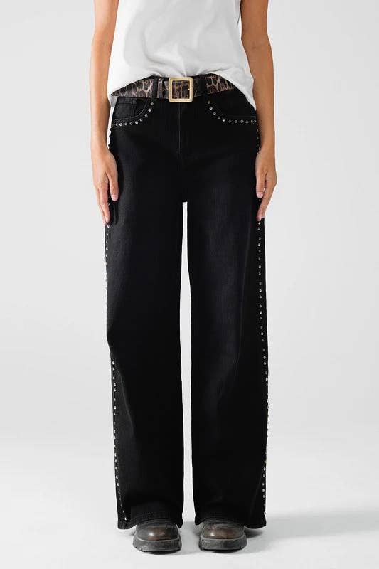 Black Western Studded Straight wide-leg jeans for wholesale on Faire1