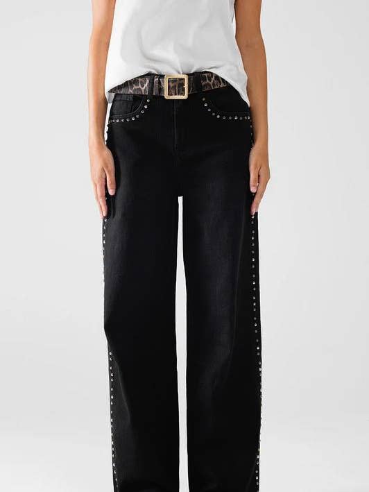 Black Western Studded Straight wide-leg jeans for wholesale on Faire1
