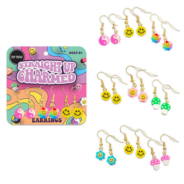 Straight Up Charmed Dangle Earrings for wholesale by Top Trenz Inc
