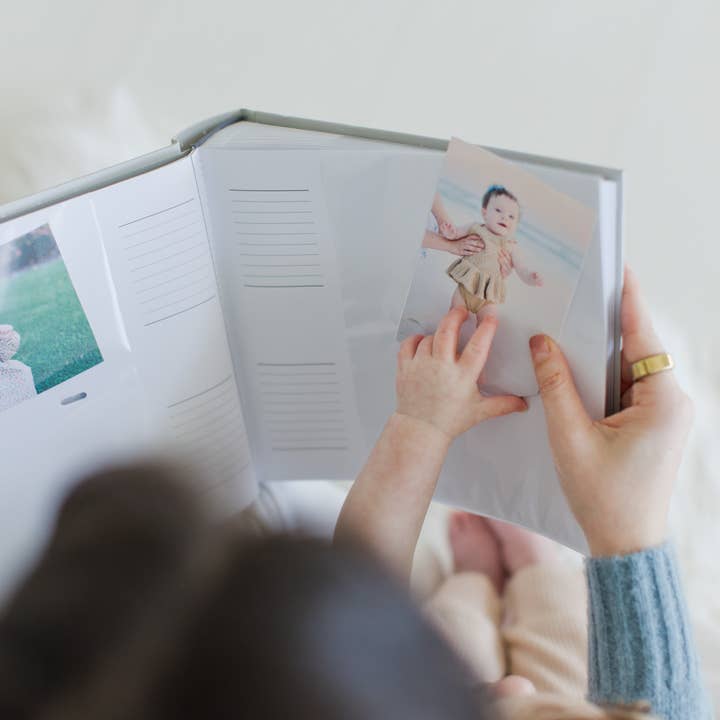 Pearhead - Wholesale Photo Album - Kids & Baby - Baby Photo Album with Guided Journal Pages, Gray Polka Dots6