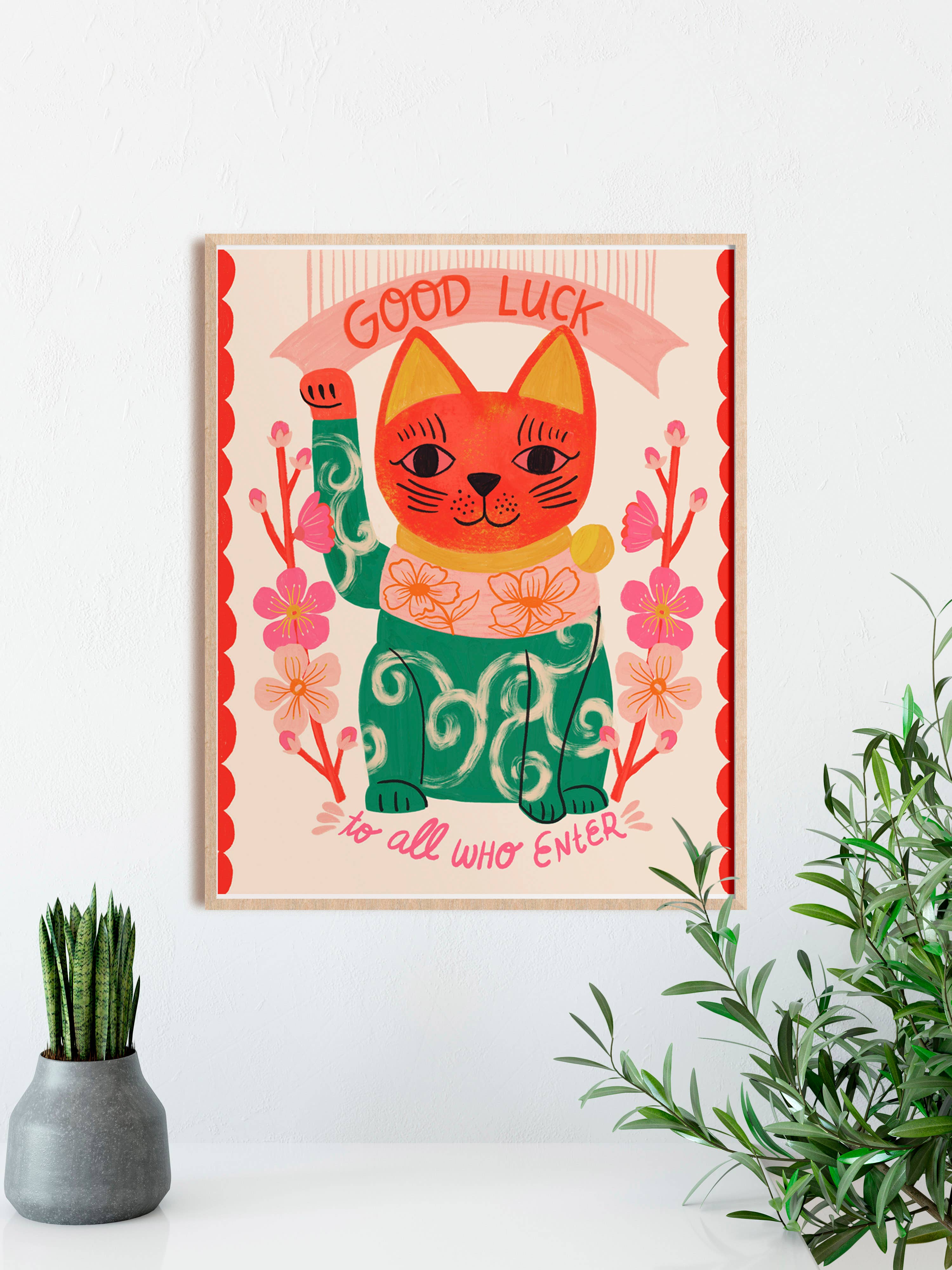Dream Folk Studio - Wholesale Art Print - Lucky Cat Art Print - Maneki Neko - Japanese Cat2