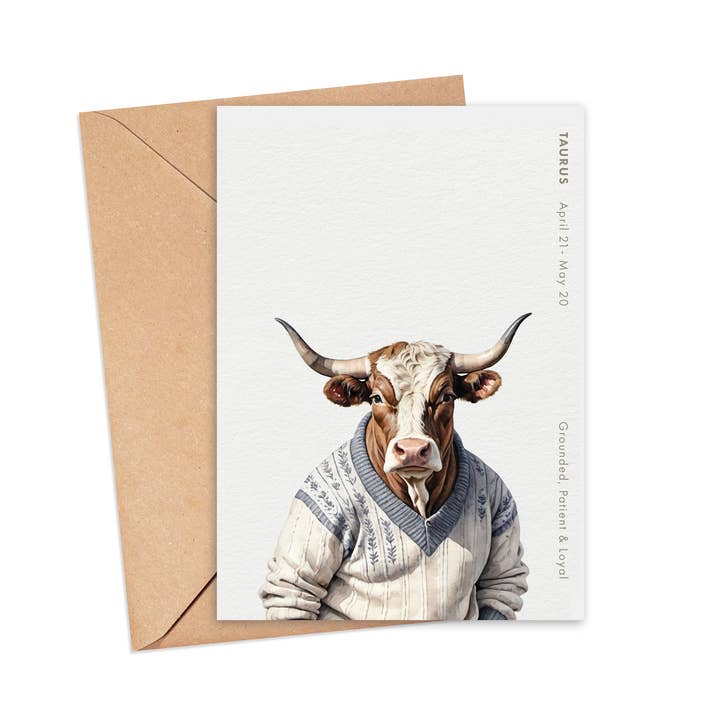 Carte Taureau pour la vente par Screech Owl Design