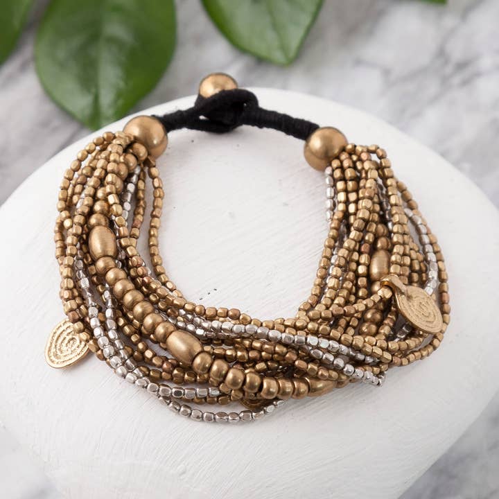 Baizaar - Wholesale Charm/Dangle Bracelet - Brass Beaded Waterfall Charm Bracelet0