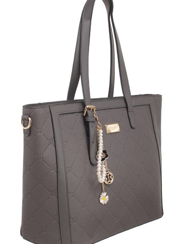 MONOGRAM CHARM SHOPPER BAG for wholesale by Bessie London