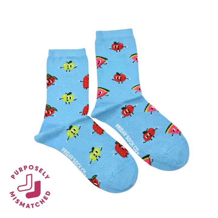 Women's Happy Food This Did Good Mismatched Crew Socks for wholesale by Friday Sock Co.