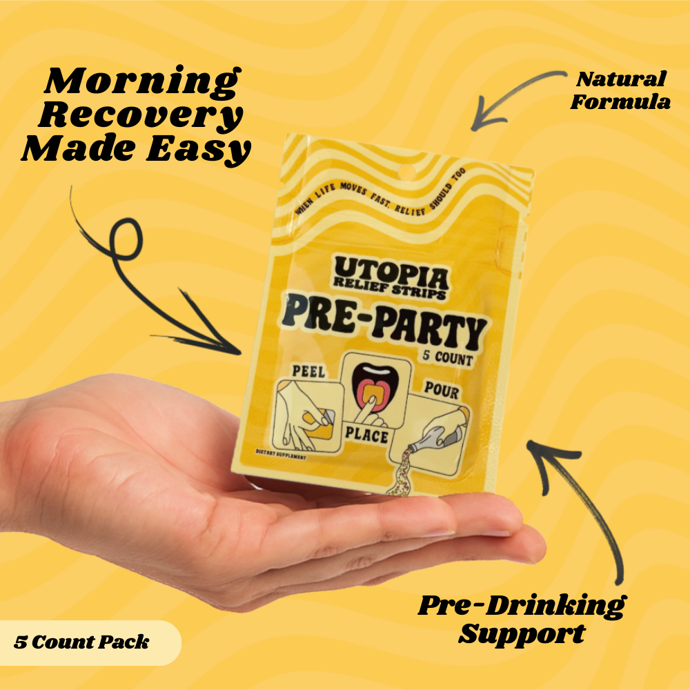 Utopia Relief Strips - Vendita all'ingrosso Vitamine/integratori orali - Strisce Pre-Party (5 pezzi) - Espositore da banco incluso5