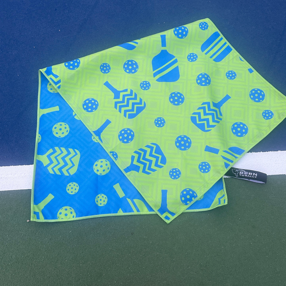 Born to Rally - Wholesale Sports Towel - Pickleball Microfiber Athletic Towel - Blue/Green7