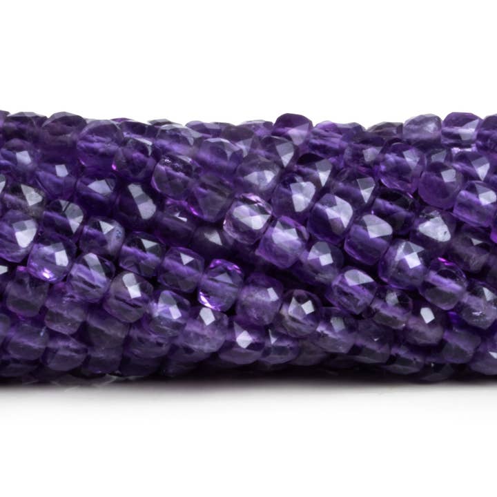 5mm ametist Micro facetterade kub pärlor 12 tum 70 stycken för wholesale av The Bead Traders