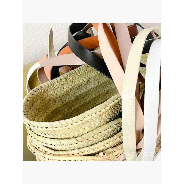dear Morocco - Wholesale Beach Bag - READYTOSHIP Moroccan Palm leaf double handle bag M set5