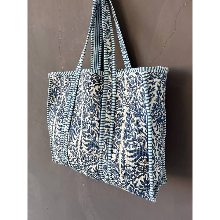 Bhawana Handicrafts - Wholesale Tote Bag - Women's - Hand printed Reversible Floral Tote Bag Handmade Quilted Bag4