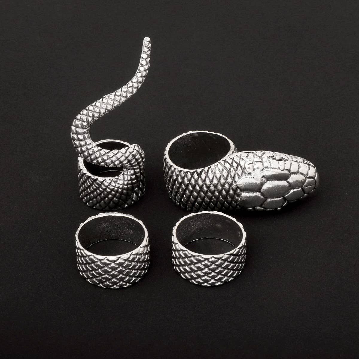 Silver K  Women Vintage Heavy Metal Diablo Gothic Python Ring Set for wholesale on Faire1