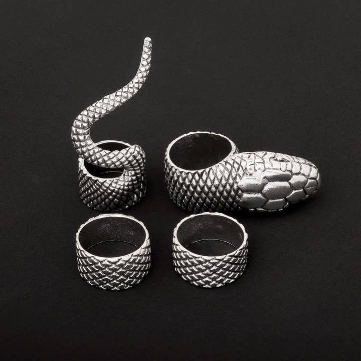 Silver K Women Vintage Heavy Metal Diablo Gothic Python Ring Set for wholesale on Faire1