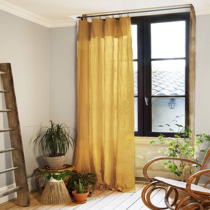 Cortina ajustable 140x300 cm Gasa de algodón Azafrán para venta al por mayor de Housse De Rêve