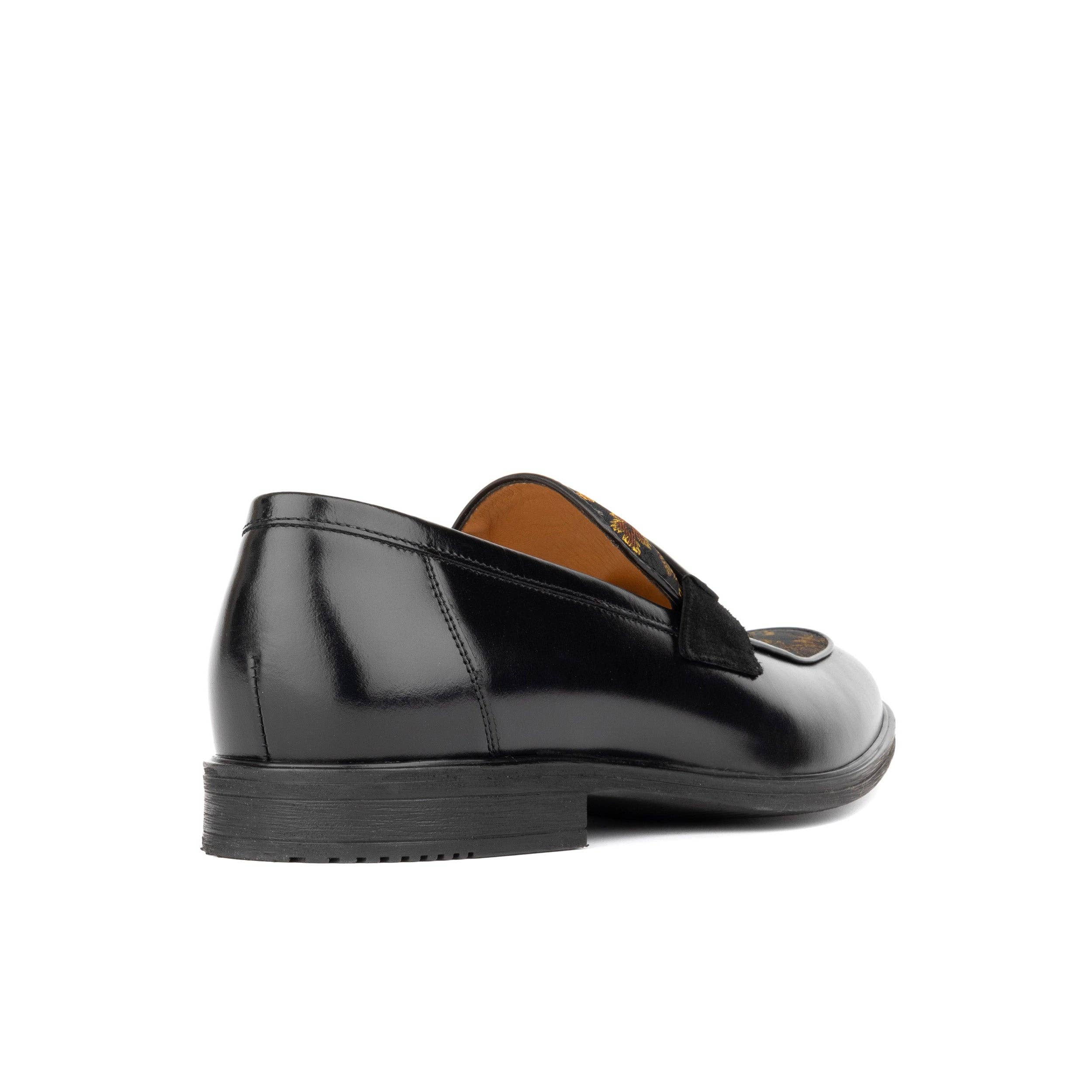Embassy London – wholesale Loafers – Men’s – Gosselin - Black & Yellow Flowers - Men's leather loafer with jaquard details3