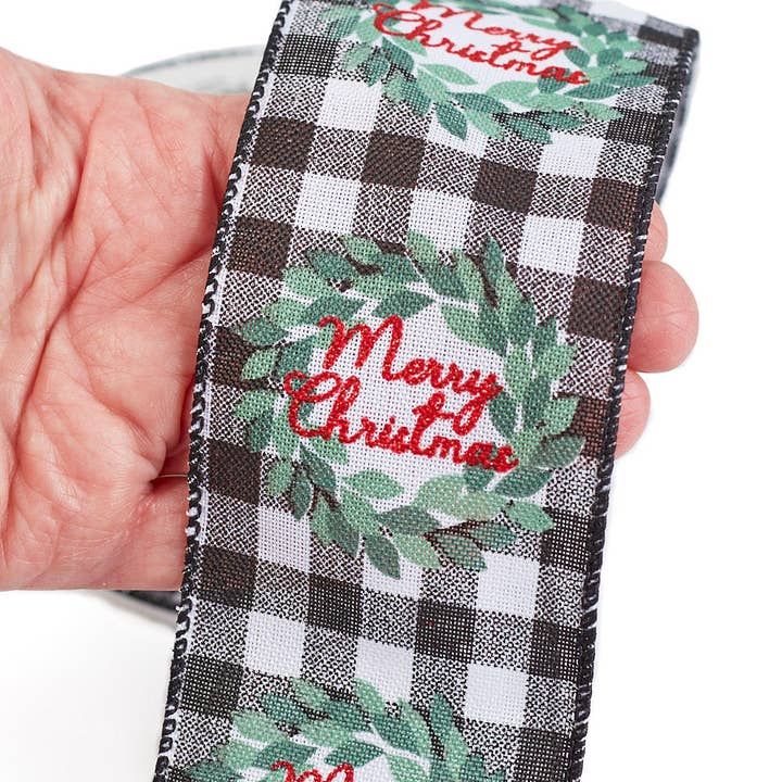 Factory Direct Craft - Wholesale Ribbon – Gift wrapping - 2-1/2" Check Wired Edge Ribbon -10yd Spool - Select Color 3