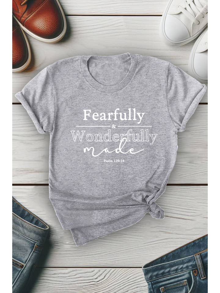 Top Avenue - Wholesale T-Shirt (Graphic) - Unisex - Fearfully and Wonderfully Unisex Round Neck Tee9