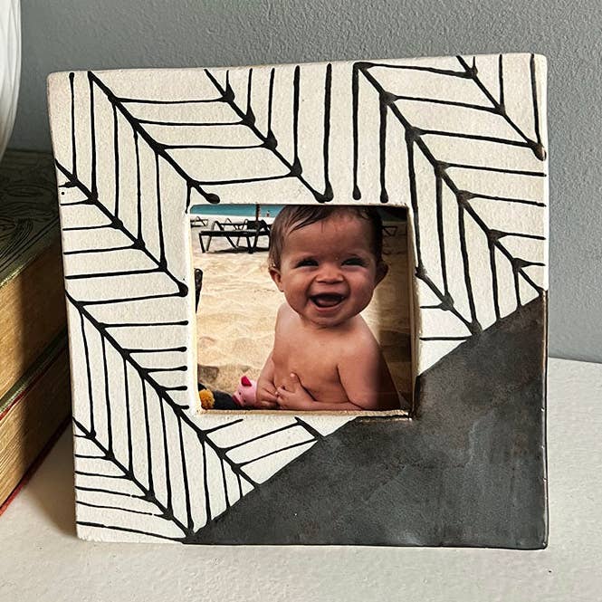 Black Herringbone Wall Photo Frame for wholesale by Juliet Reeves Designs