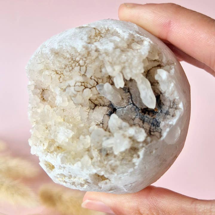 Moonlight Gemstones - Wholesale Spiritual Stone/Crystal - Crystal Druzy Gemstone Clear Quartz Geode Sphere – 57 mm – 280g | Pure Light & Inner Clarity Sphere0