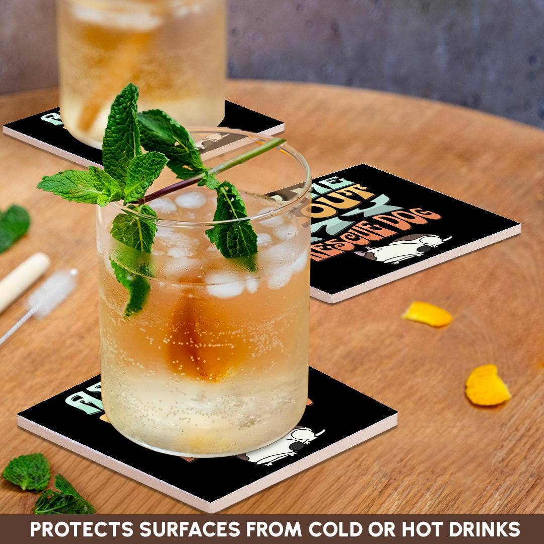 3dRose - Wholesale Coasters - 3dRose, Cute funny Ask me about my Rescue Dog Pets and Bull Terrier, Coaster2