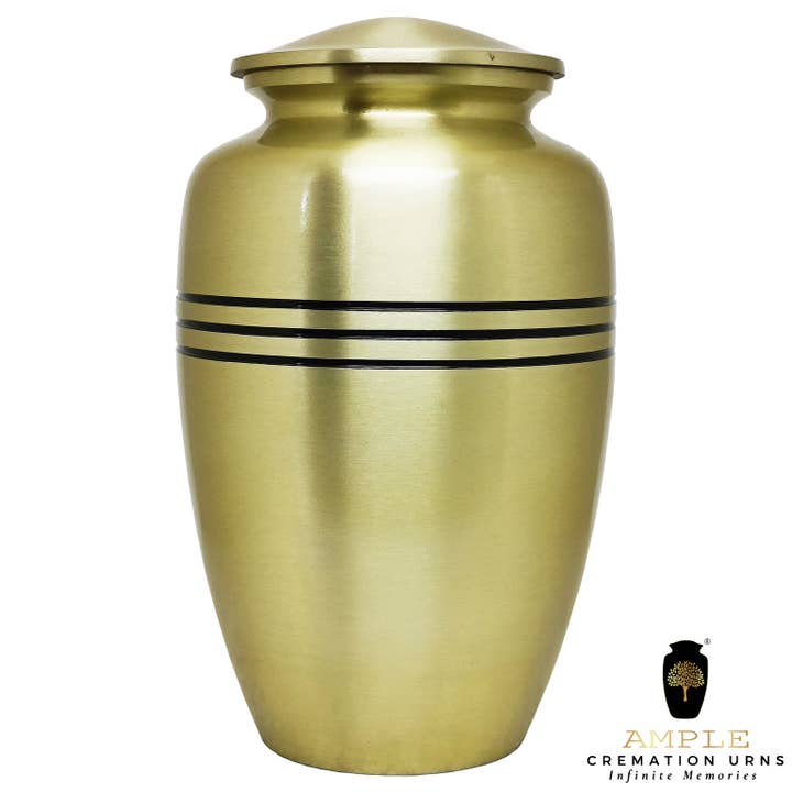 Elegante Gouden Messing Crematie Urn – Klassiek Ontwerp met Zwart voor wholesale door Ample Cremation Urns