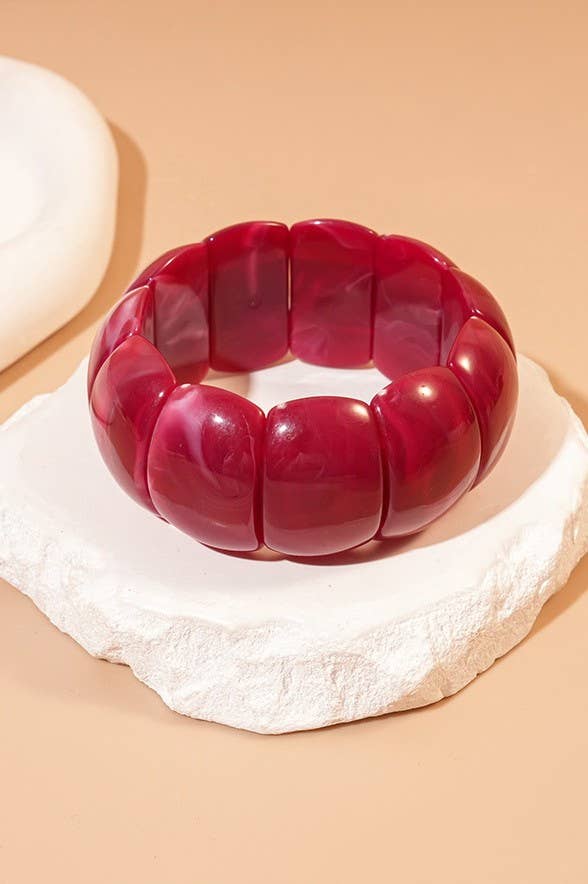 JOSSLYN by wall to wall - Wholesale Beaded Bracelet - Color-Block Acrylic Stretch Cord Bracelet | 40B51959